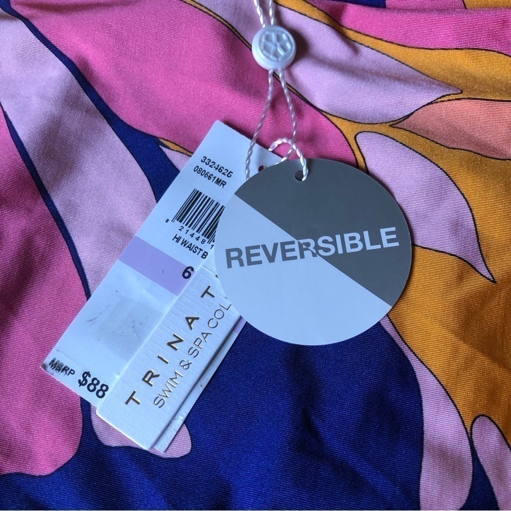 Trina Turk Breeze High Waisted Reversible Bikini Bottoms Size 6 - Picture 7 of 8